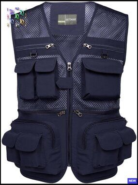 Men's Utility Vest Lightweight Outdoor Fishing Safari Travel Photo Cargo
